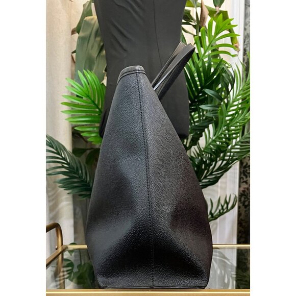 TORY BURCH BLACK STEFANO LEAHTER ROBINSON LARGE TOTE - Picture 3 of 13